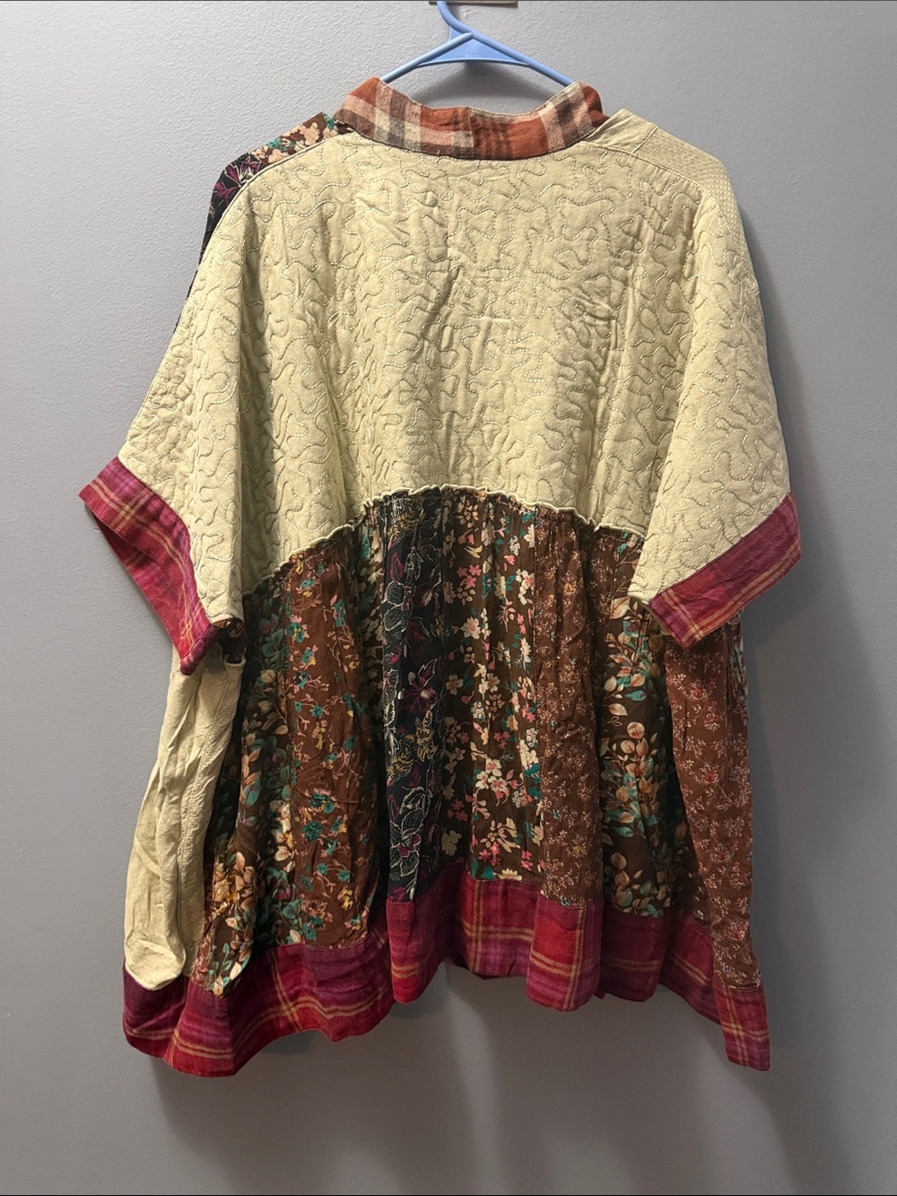 Young Threads Patchwork Kimono Cardigan in Cream and Brown - Picture 7 of 9